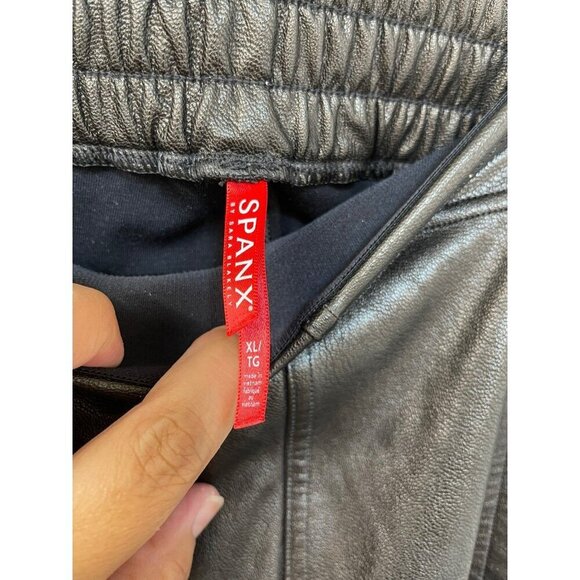 SPANX Black Faux Leather Joggers Women’s Size XL - Picture 4 of 8